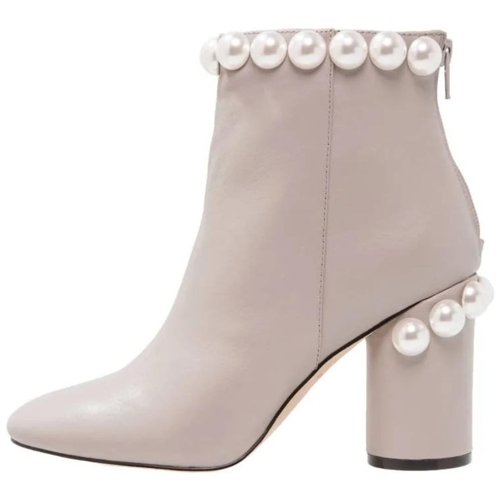 Katy Perry Collections Gray Heeled Boots with Pearl Accents